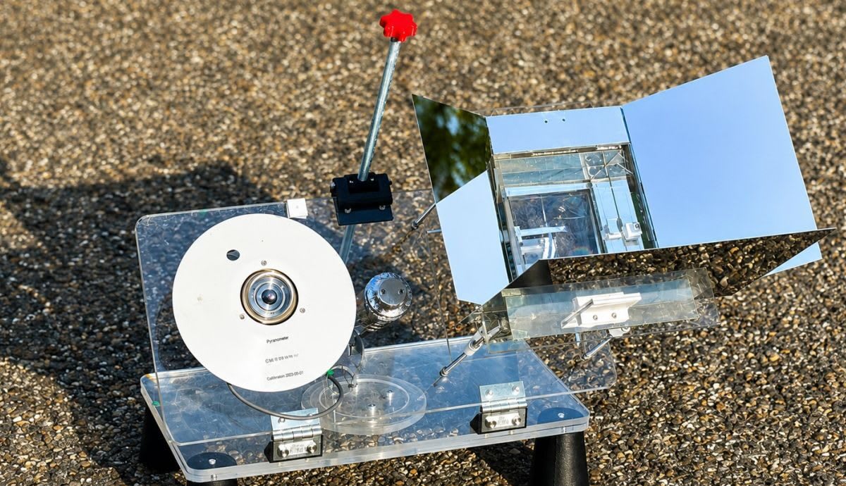 Hybrid solar panel system with transparent cooling layer radiating heat into space above building