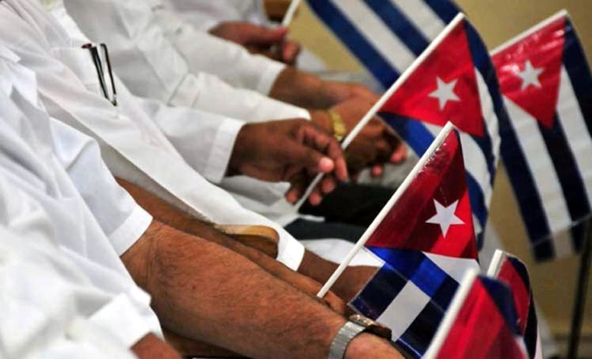 Cuban medical professionals in scrubs providing healthcare services in underserved international community