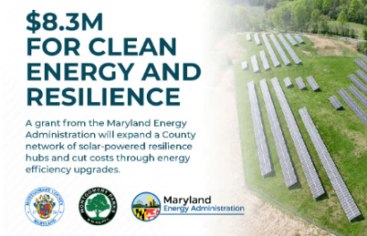 Solar panels installed on roof of community recreation center in Montgomery County Maryland