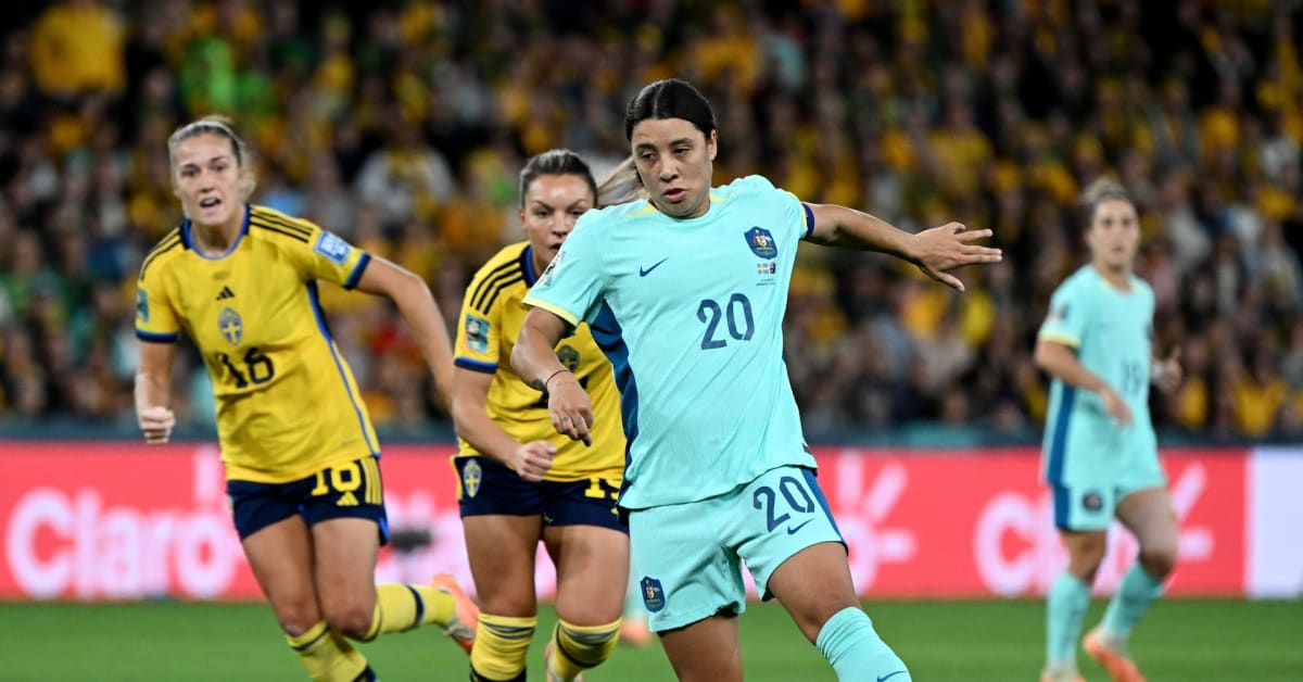 Sam Kerr celebrates after scoring winning goal for Australia against China in Asian Cup semifinal