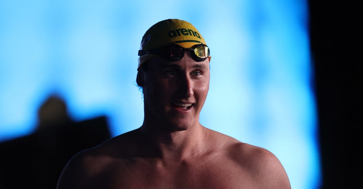 Australian swimmer Cameron McEvoy celebrates after breaking the 50-meter freestyle world record in pool