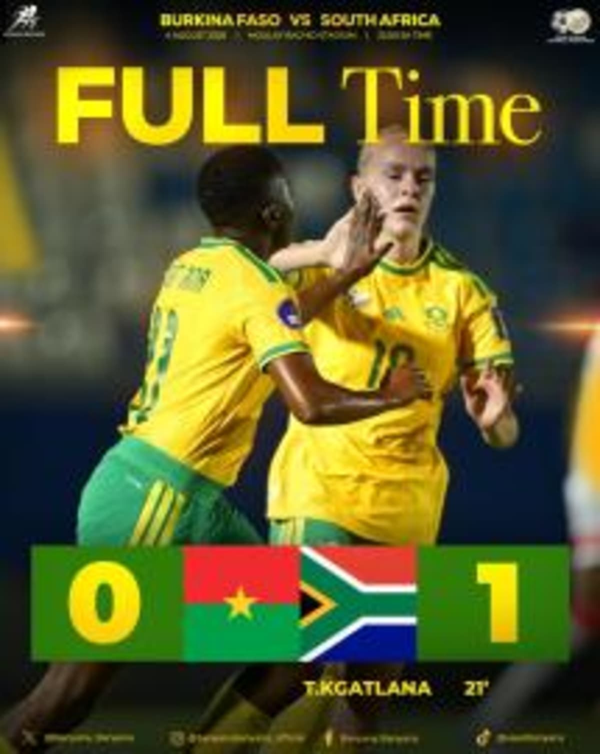 South African women's football team Banyana Banyana celebrating on field during tournament match