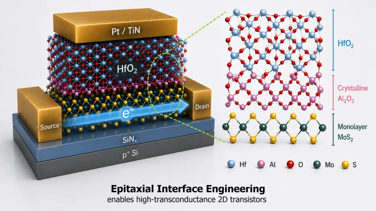 Microscopic view of atomically thin semiconductor layers stacked with ultrathin insulating interface between materials