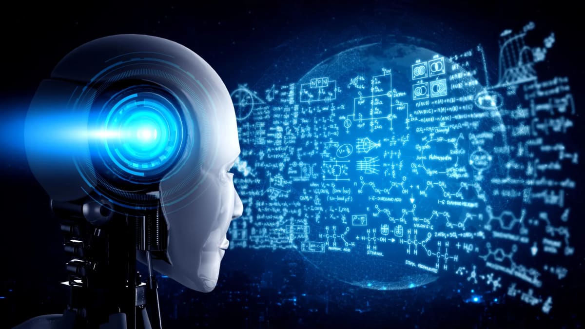 Mathematical formulas and equations displayed on a computer screen with AI assistance visualization