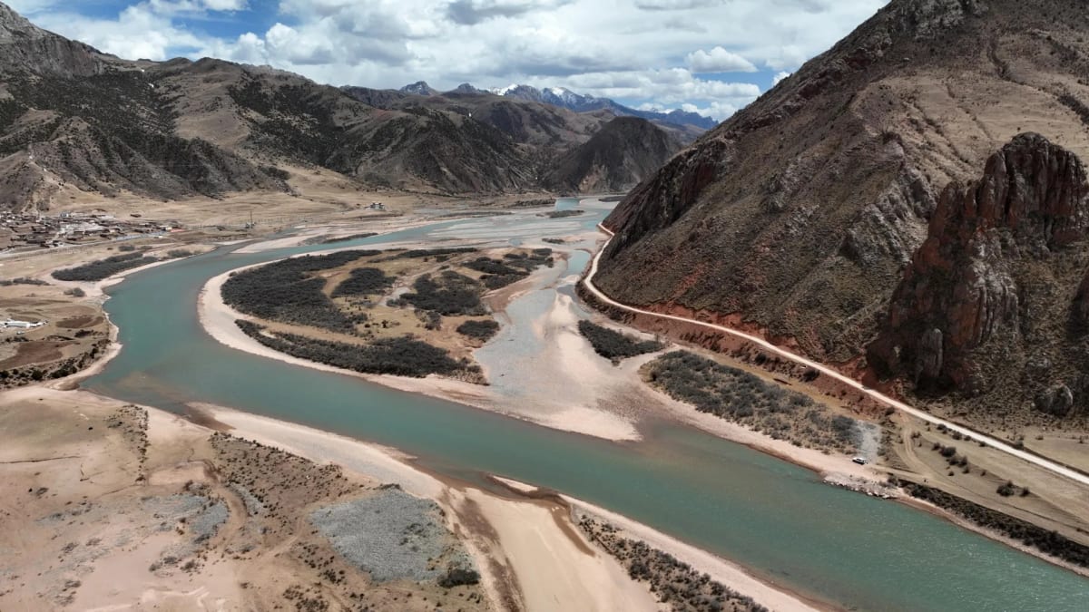Rivers flowing through mountainous terrain on the Qinghai-Tibet Plateau where permafrost research occurred