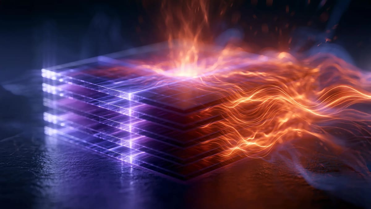 Microscopic view of ultra-thin quantum material layers where light interacts with magnetic properties