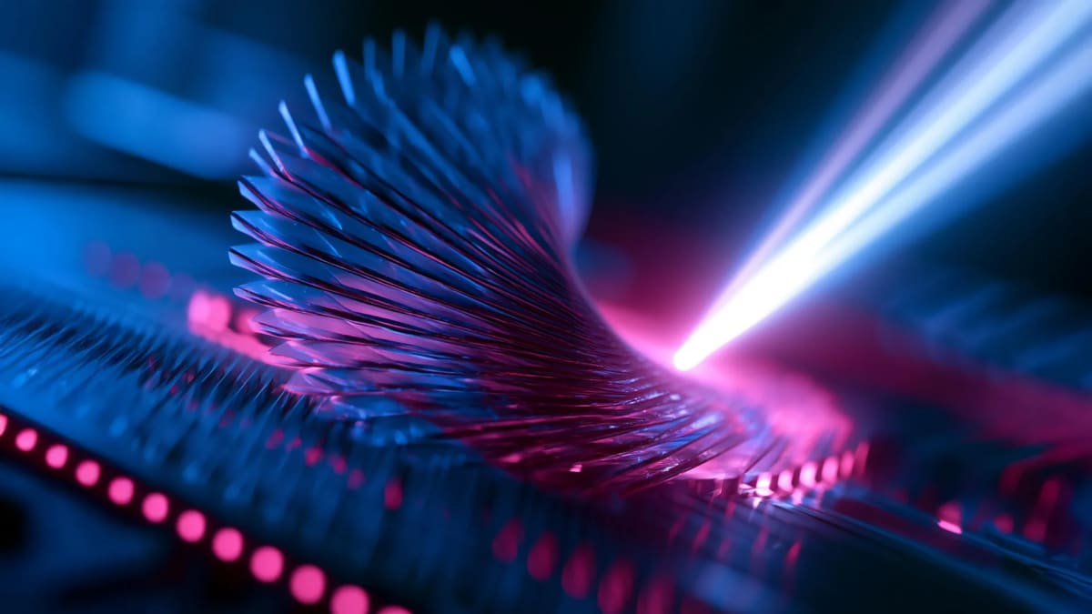 Microscopic view of twisted layered hexagonal boron nitride crystal sheets used in quantum computing research
