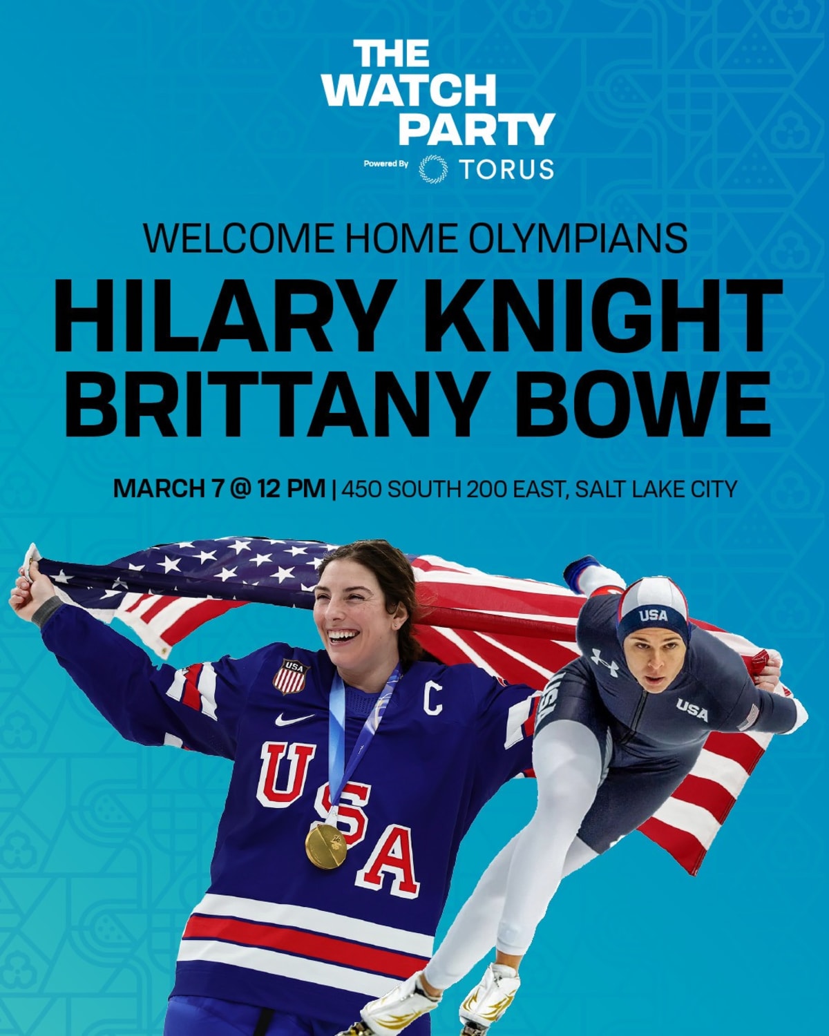 Athletes and fans gather at outdoor Watch Party with large viewing screens in Salt Lake City