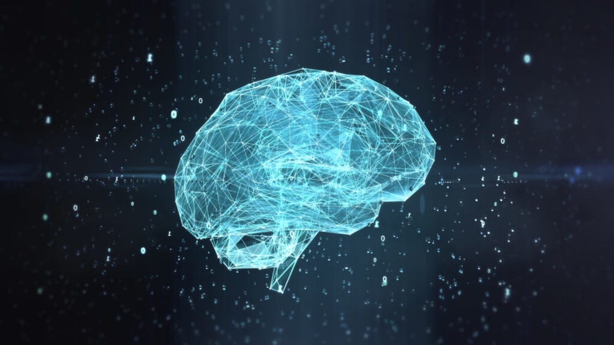 ** Researcher working at computer screen displaying scientific papers and molecular structures with AI analysis tools