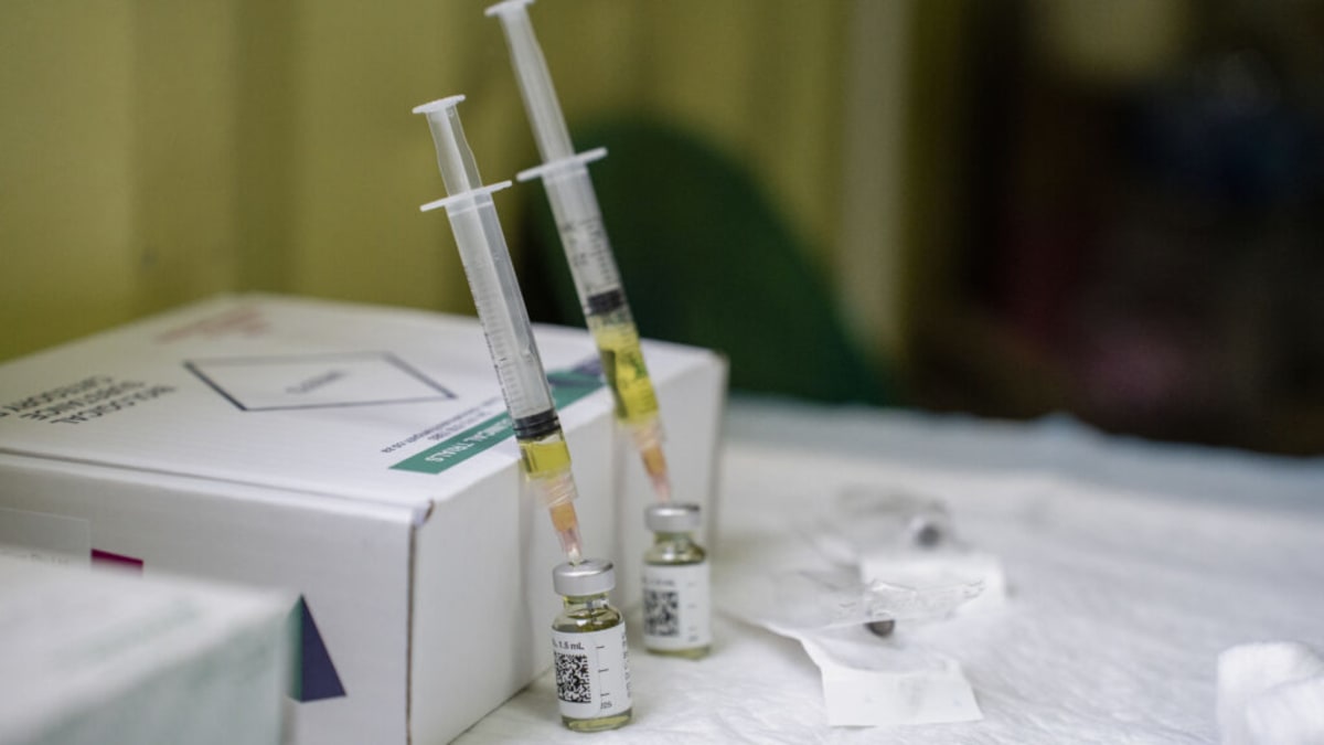 Medical syringe filled with lenacapavir, the breakthrough twice-yearly HIV prevention injection