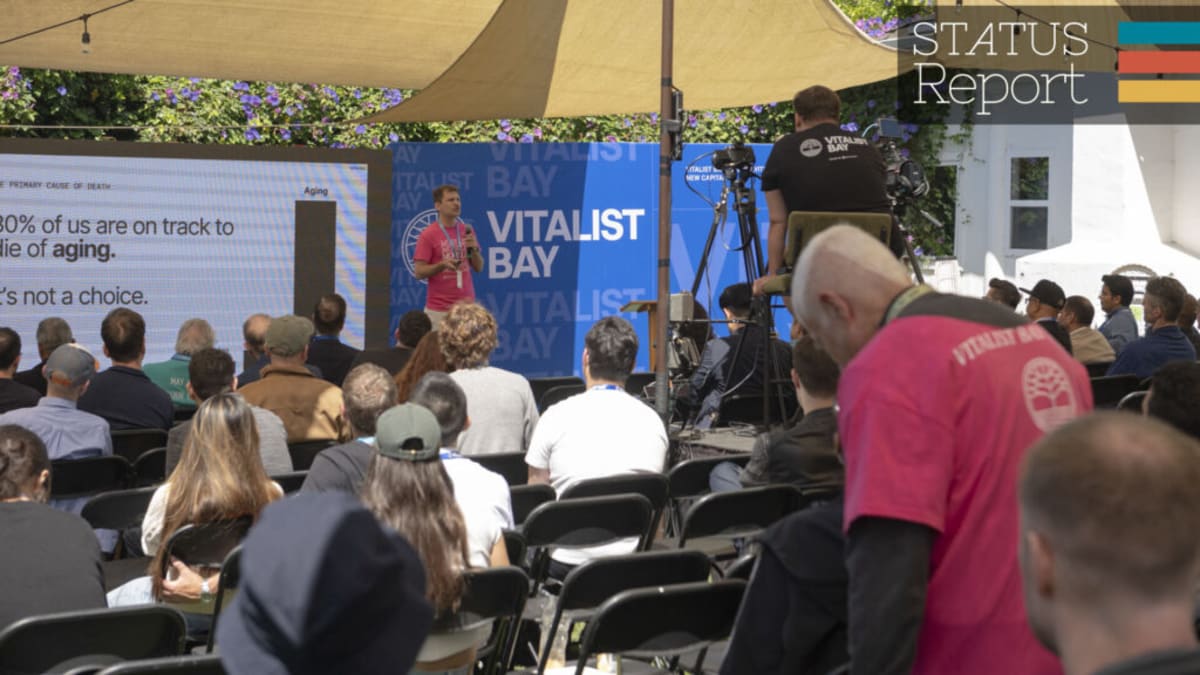 Diverse group of people attending health and longevity science festival in California