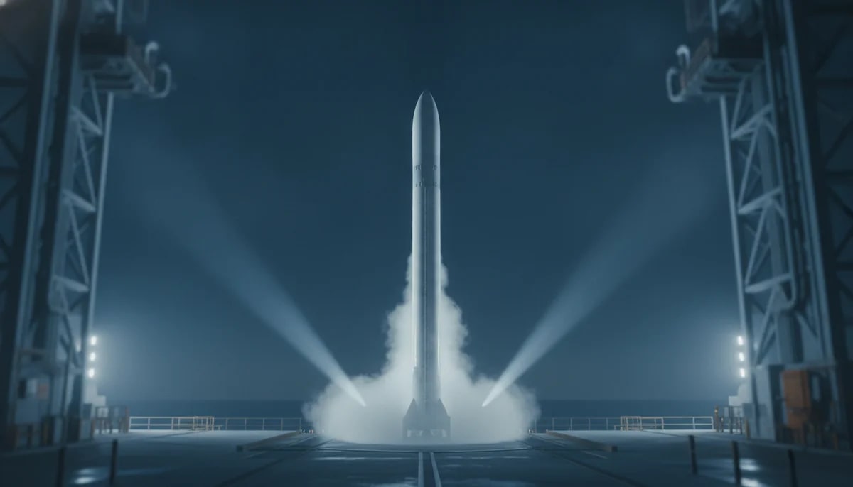 Rocket Lab Electron rocket launching at night carrying Pioneer spacecraft for Space Force mission