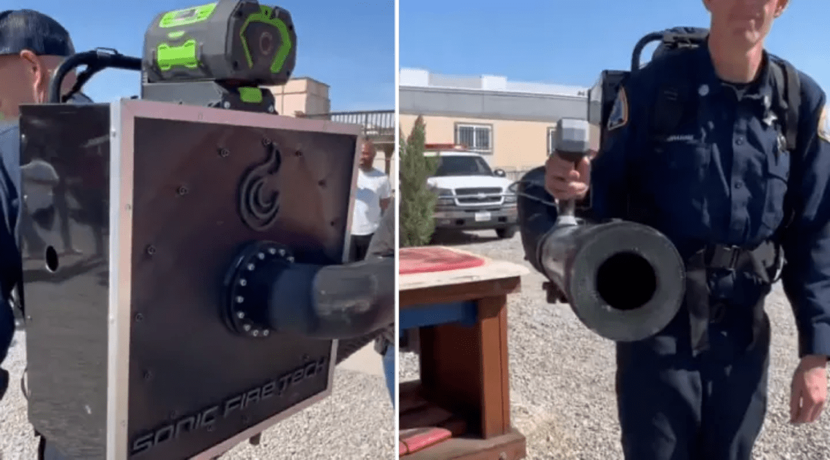 San Bernardino County firefighters testing new sound wave fire suppression technology system