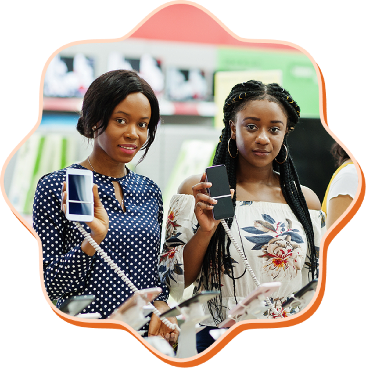 Nigerian entrepreneurs using mobile phones to compare insurance options on digital platform