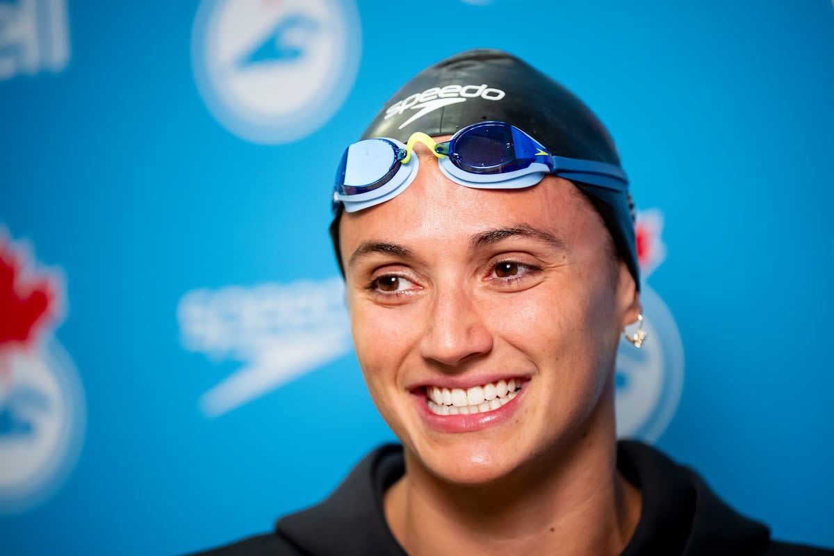 ** Canadian Olympic swimmer Kylie Masse training in pool for 2028 Games comeback