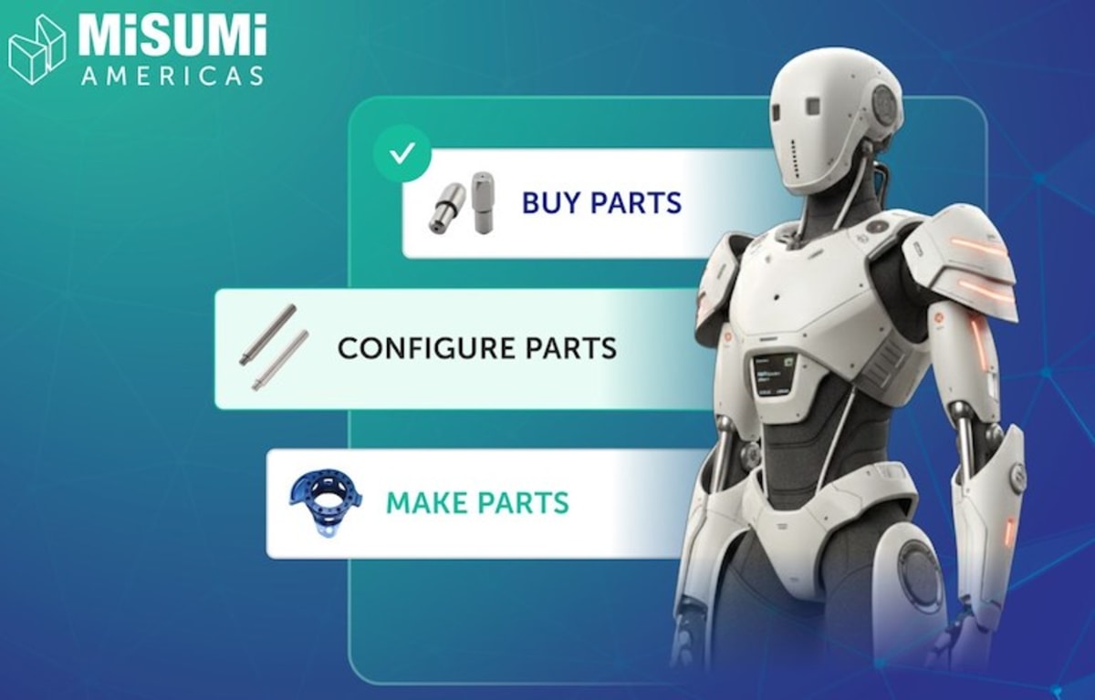 Precision manufacturing components and robotic parts displayed on digital manufacturing platform interface