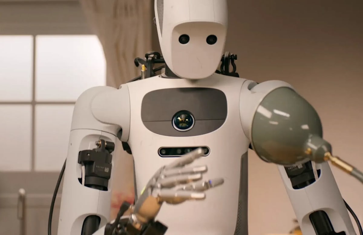 Apollo 2 humanoid robot with five-fingered robotic hand demonstrating advanced dexterity and control