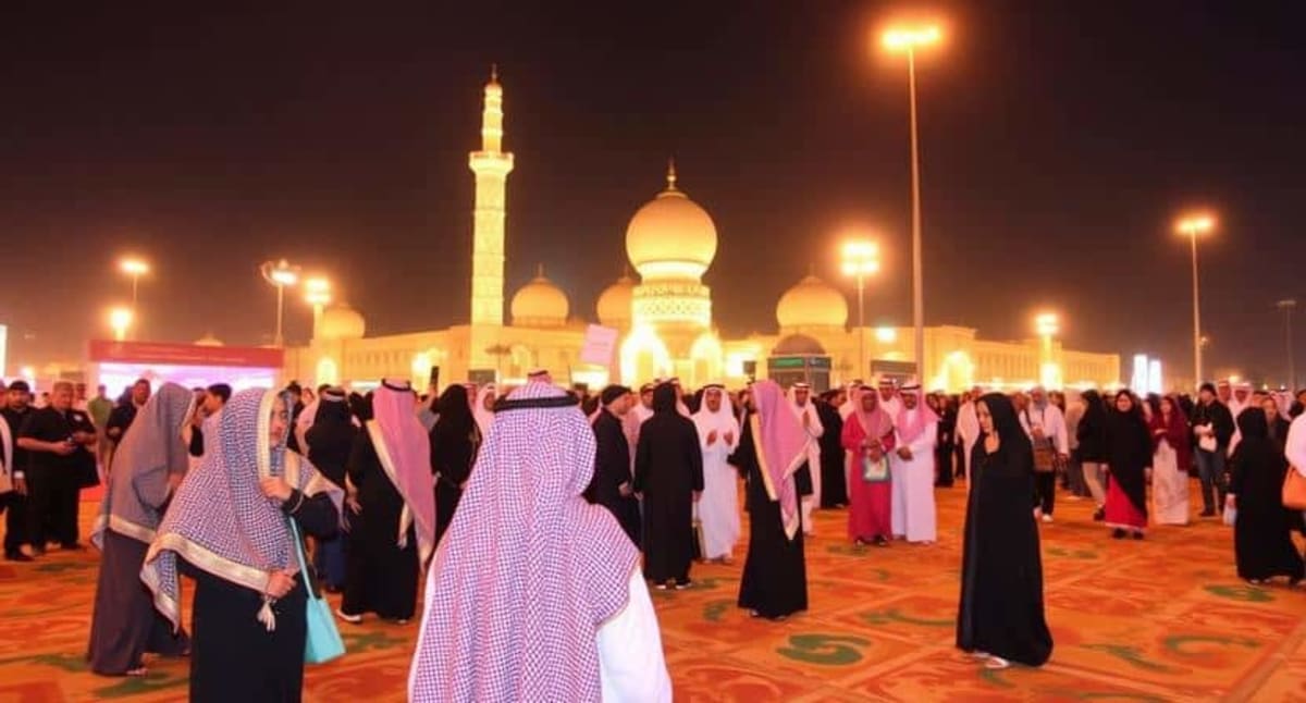 Visitors gathering at King Abdulaziz Center for World Culture during Eid Al-Adha celebration