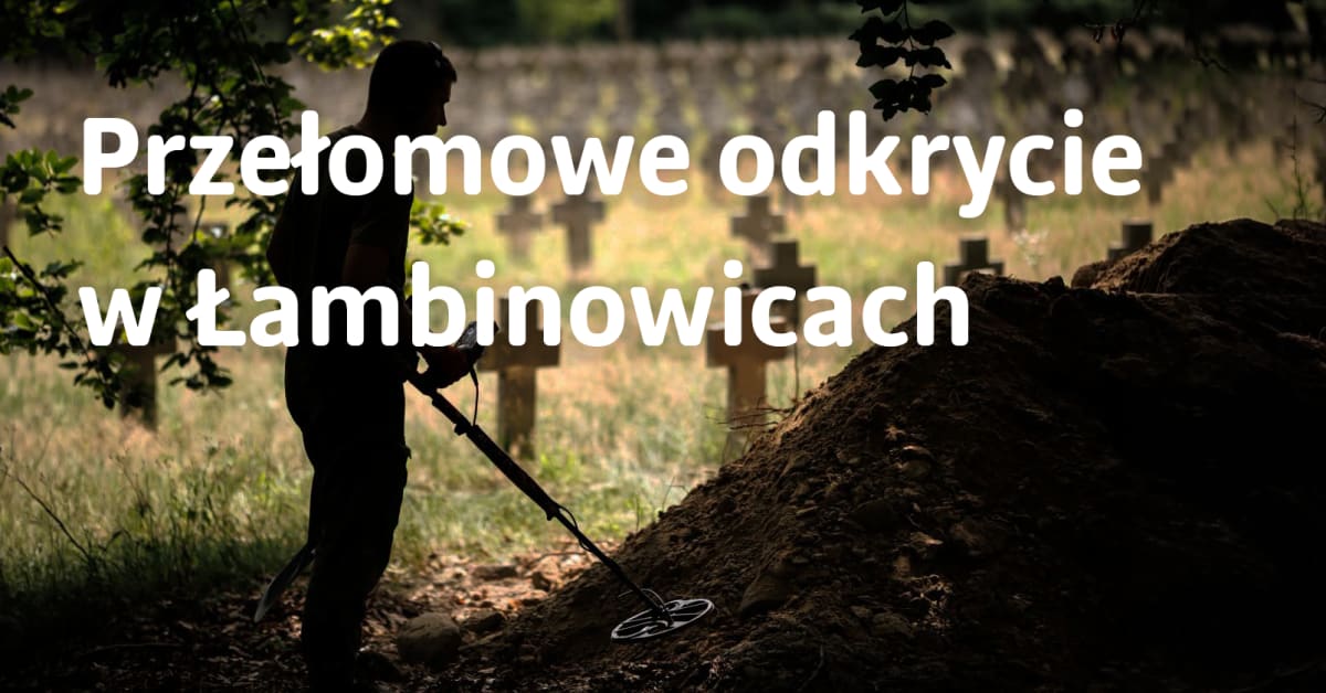 Archaeological excavation site showing discovered graves at former Polish prisoner of war camp in Łambinowice