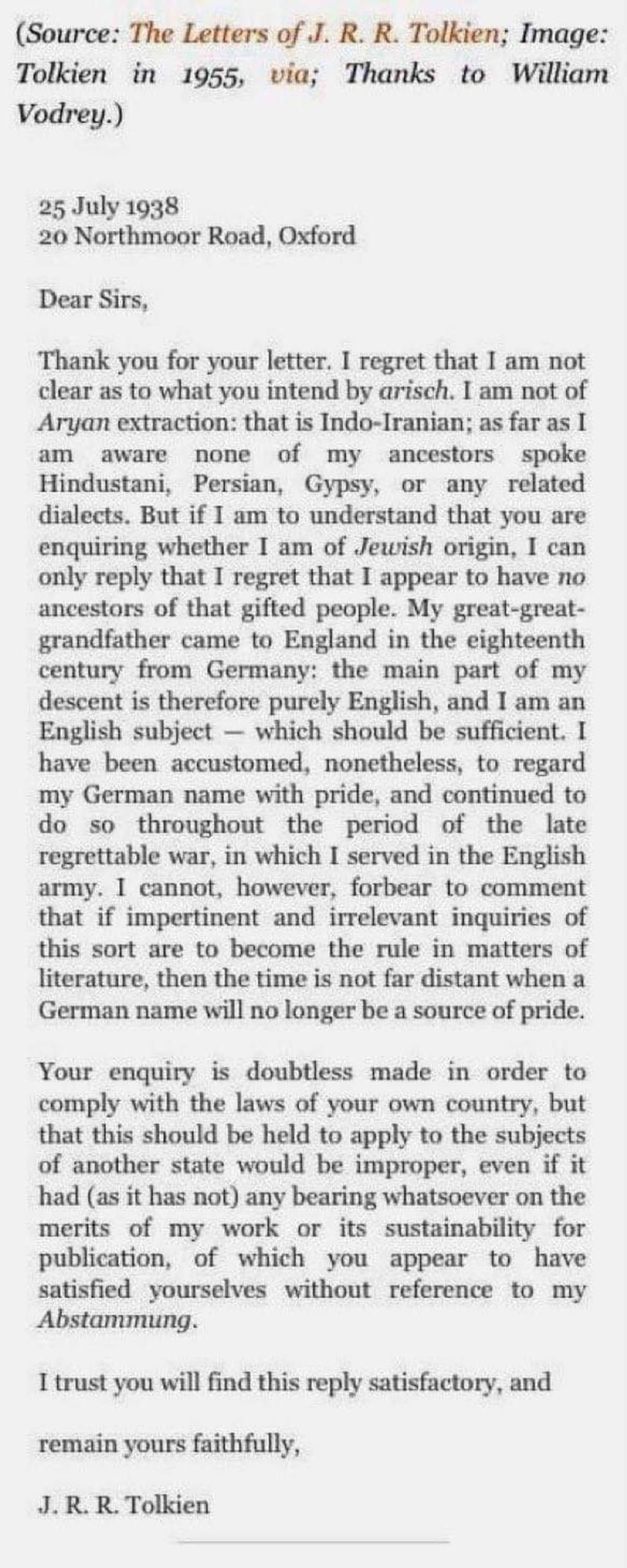 Tolkien's 1938 Letter to Nazis Is Still Perfect Today - Image 4