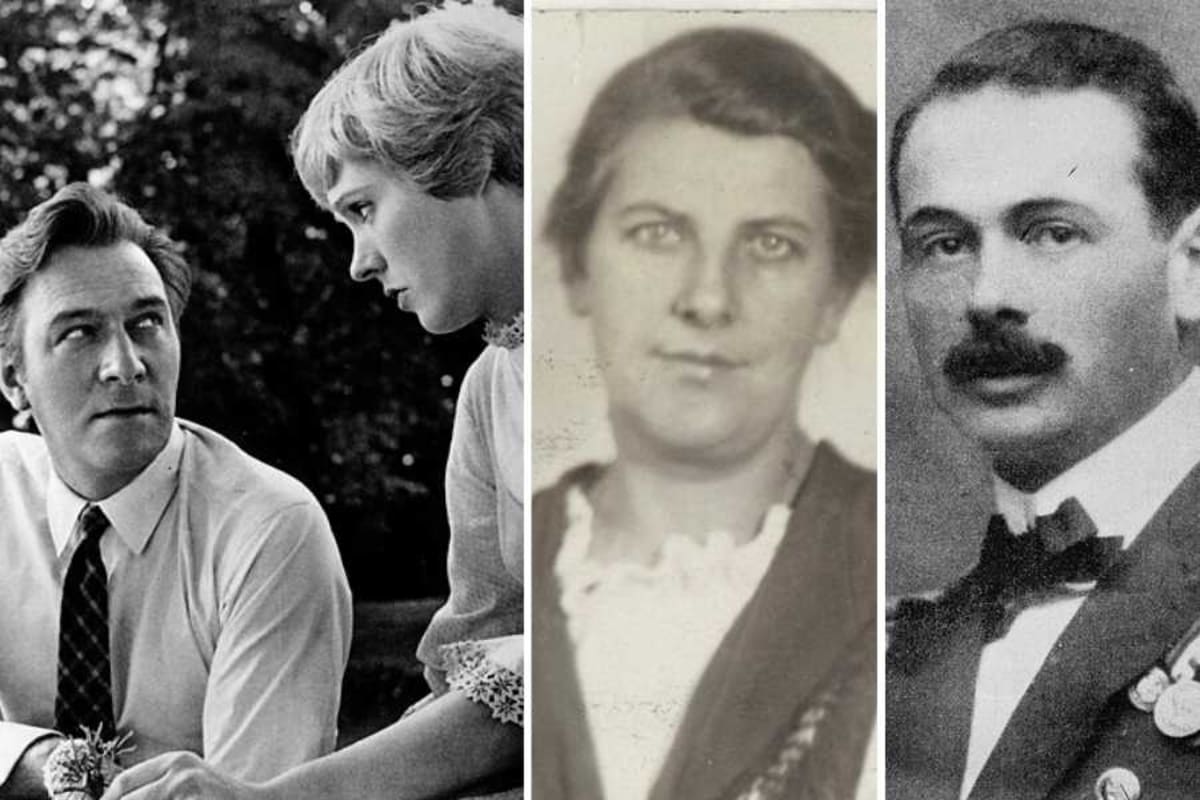 Black and white photograph of the real Maria and Georg Von Trapp together