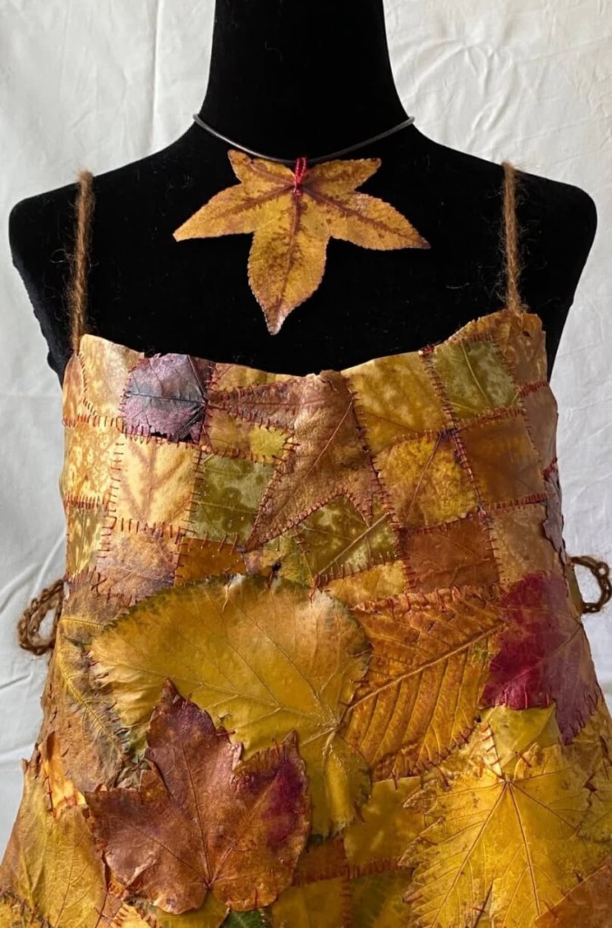 Student Sews Wearable Dress From 100% Autumn Leaves - Image 4