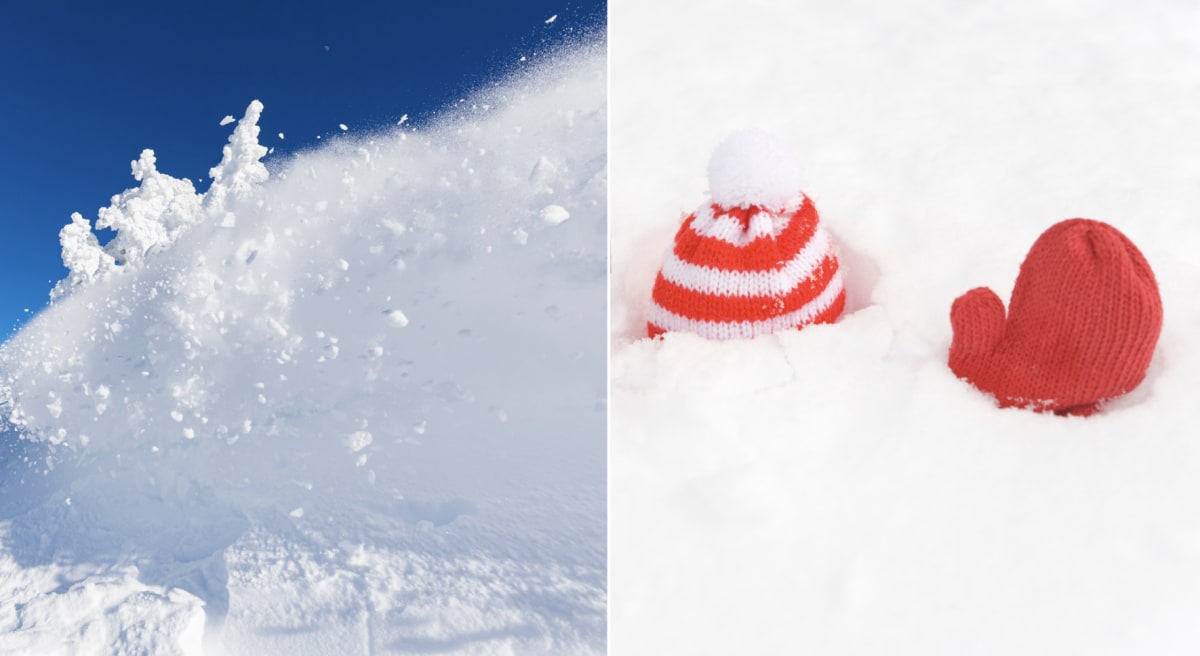 Rescue workers digging through deep snow after an avalanche in Iceland