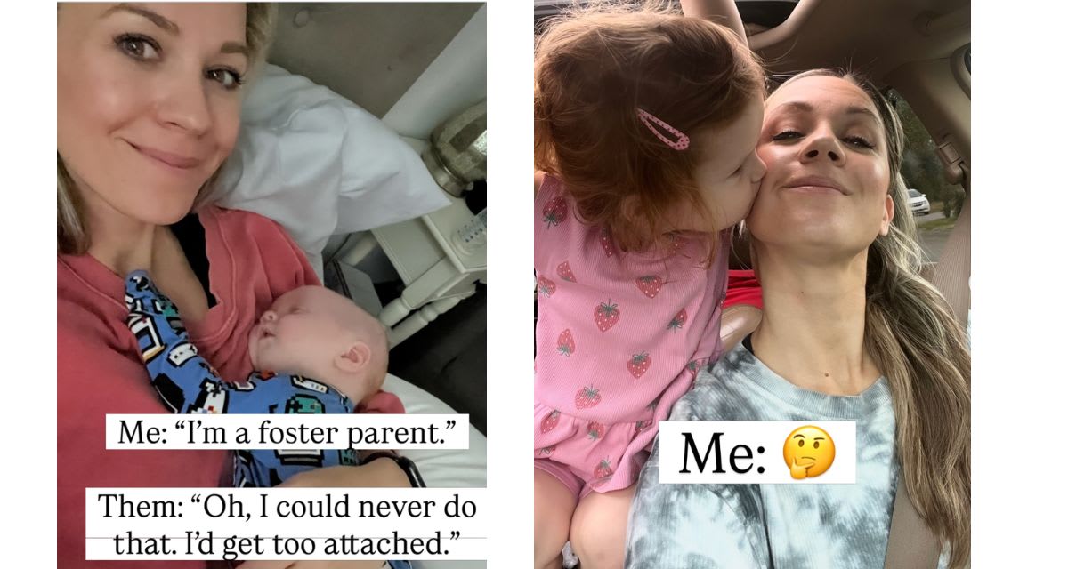 Foster mother Kate Rapier smiling with her adopted daughter Gigi in Nashville home