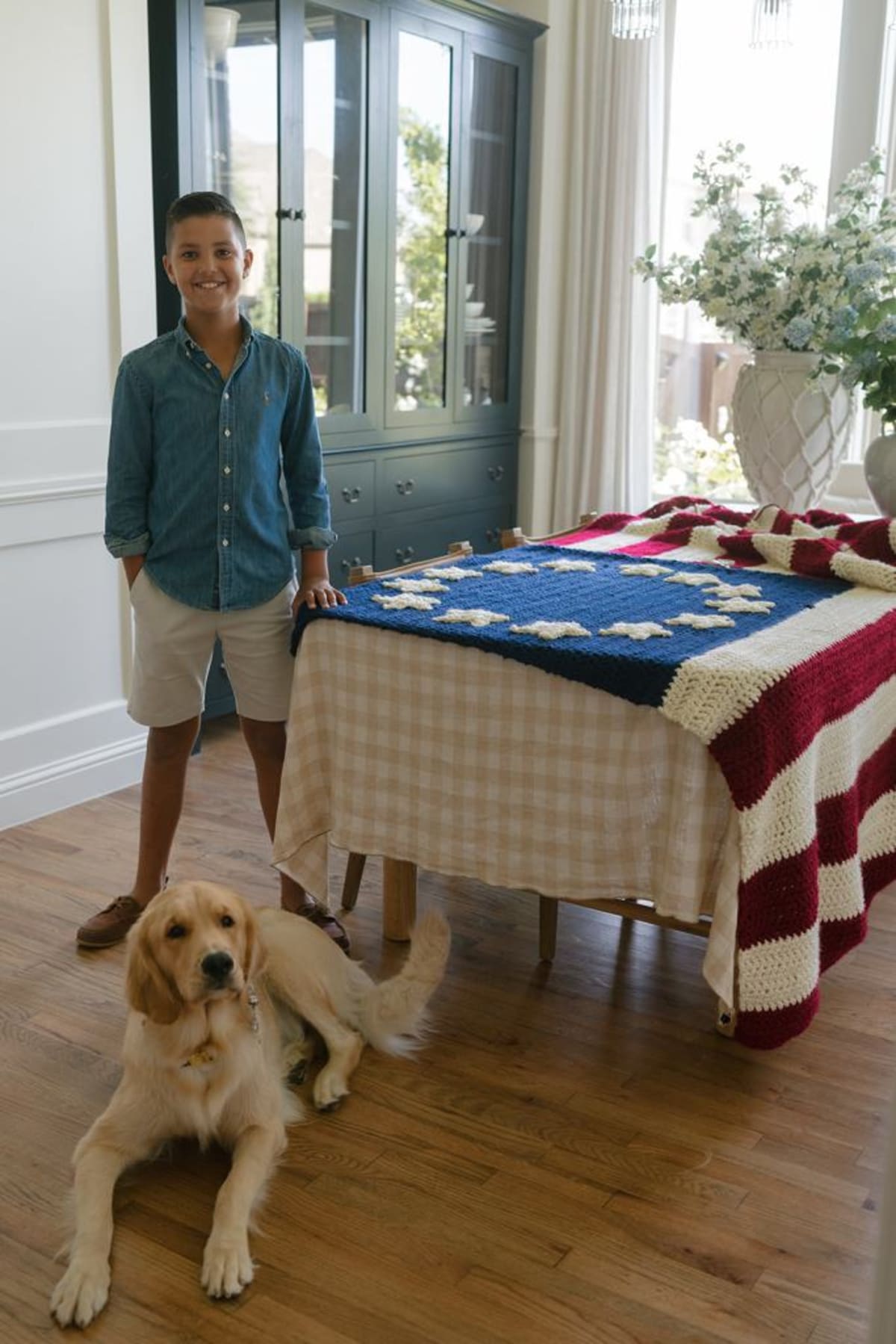 11-Year-Old Crochets 8-Foot American Flag in 13 Days - Image 5