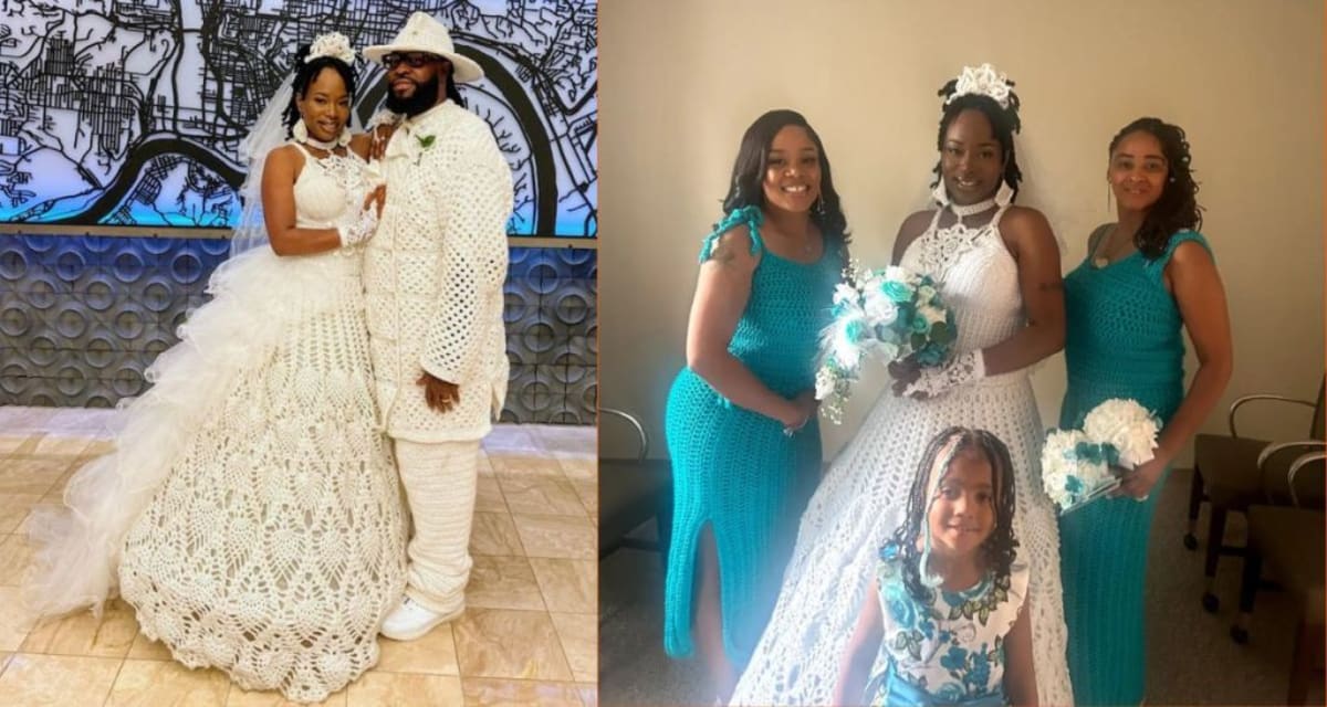 Ohio Bride Crochets Wedding Dress, Suit, and More in 15 Days - Image 3