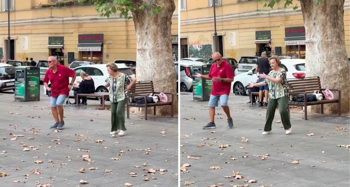 Elderly Duo Dances to Michael Jackson in Rome Piazza - Image 3