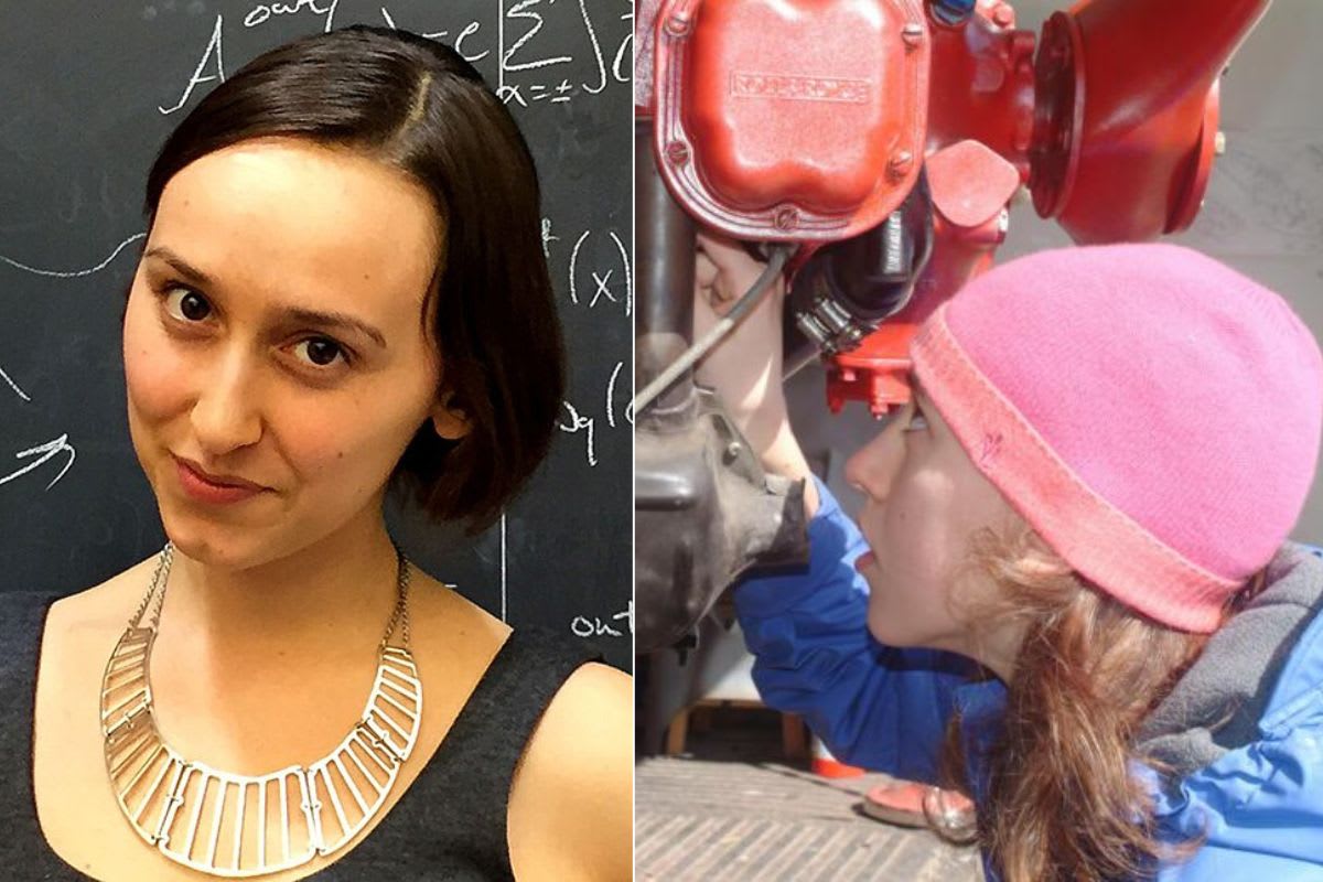 Young Cuban American physicist Sabrina Gonzalez Pasterski working on theoretical physics equations