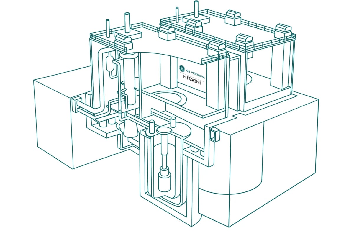 3D rendering of small modular nuclear reactor showing advanced Generation IV technology design