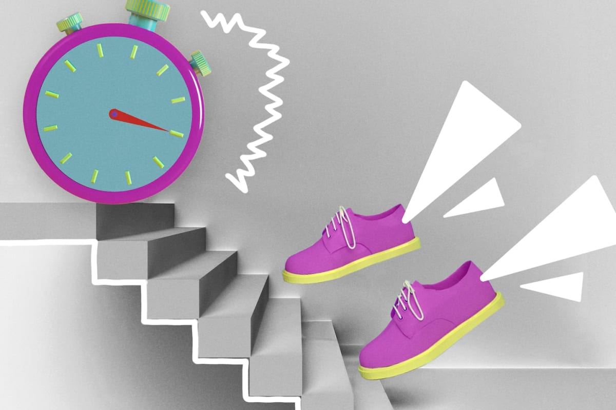 ** Active senior woman performing short exercise routine at home demonstrating daily fitness commitment