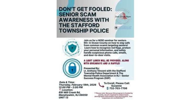 Stafford Police Launch Free Scam Workshop for Seniors