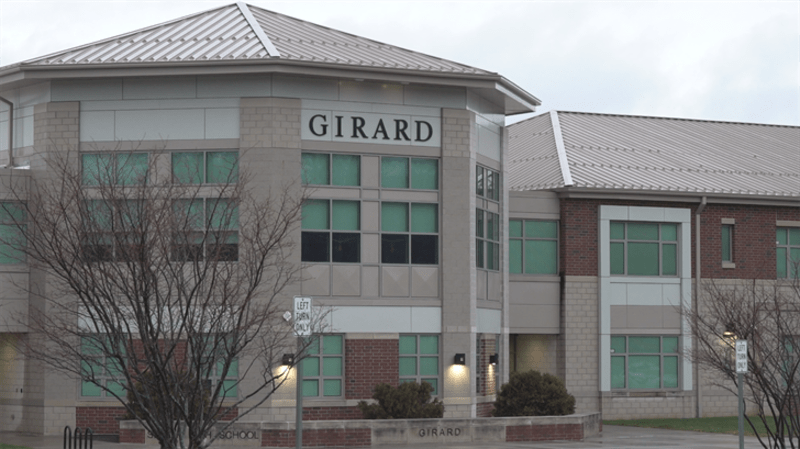 High school student Dylan Trevelline smiling at Girard High School in Ohio
