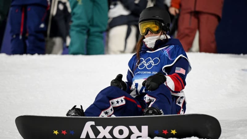 American snowboarder Chloe Kim preparing for halfpipe competition at Milan Cortina Olympics