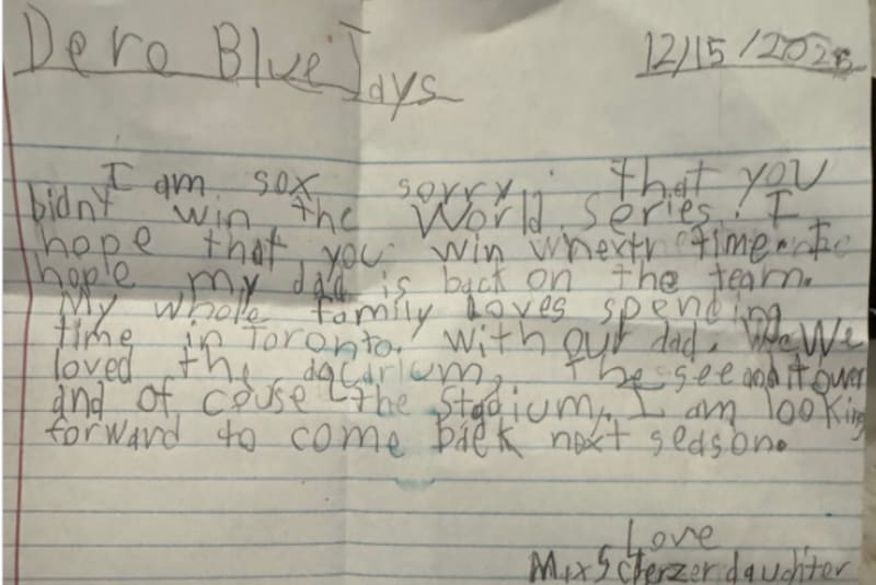 8-Year-Old's Letter Brings Baseball Dad Back to Toronto