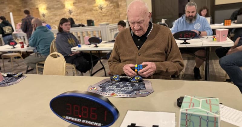 95-Year-Old Breaks Three Rubik's Cube World Records