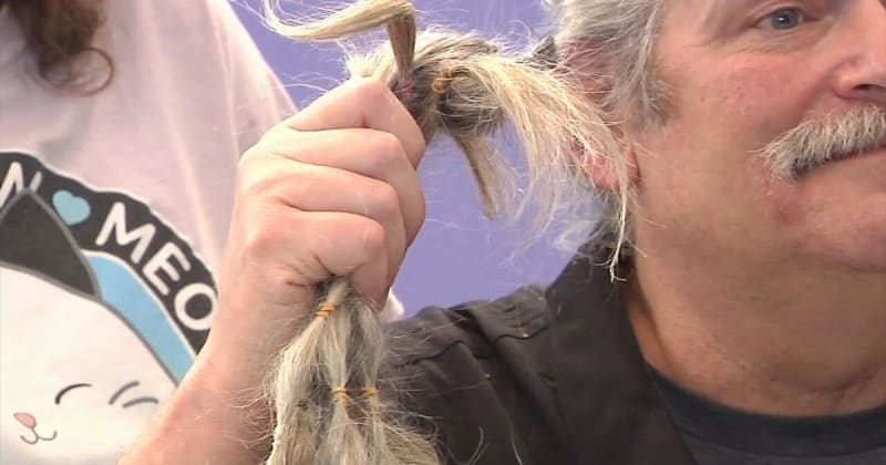 Teen cancer survivor Emily FaRannte cutting hair donation for children's cancer wigs in Pennsylvania