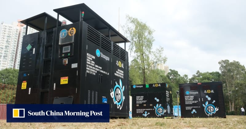 Engineer inspecting underground gas pipes using AI-powered ultrasound detection system in Hong Kong