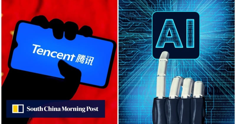 Elderly person smiling while using tablet computer with AI chatbot assistance interface displayed