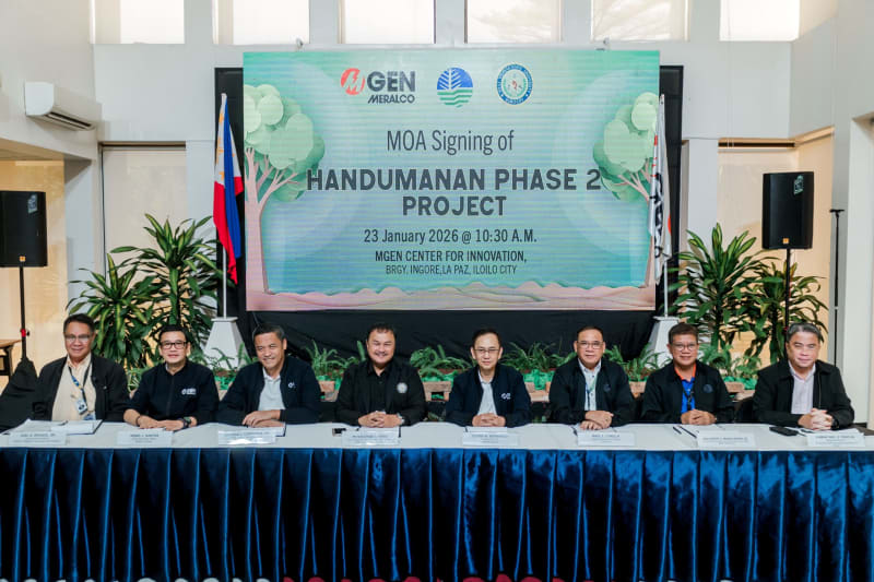 Officials from MGEN, university, and environmental department sign reforestation partnership agreement in Iloilo, Philippines