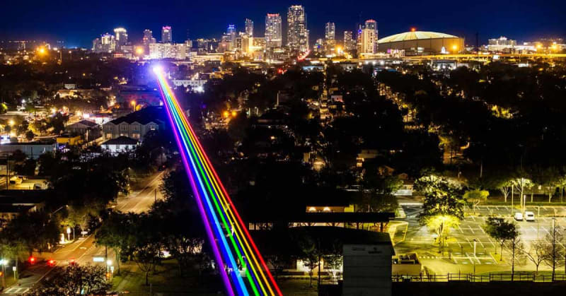 St. Pete Lights Sky With 60-Mile Rainbow Laser Display