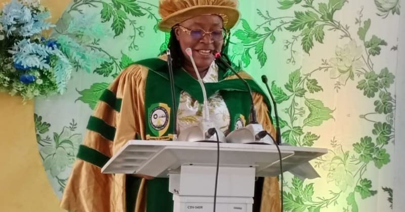 Professor Olabimpe Ojo presenting research on plant-based food safety at Nigerian university