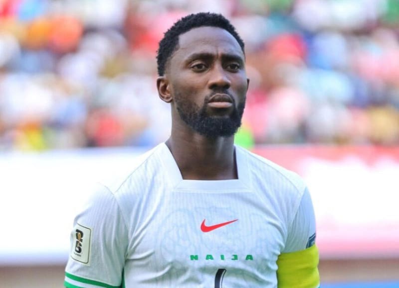 Super Eagles captain Wilfred Ndidi in Nigerian national team jersey celebrating during AFCON 2025 tournament match