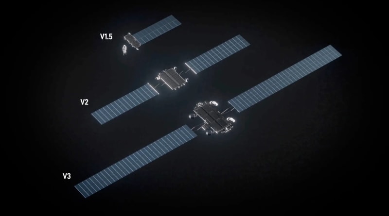 Artist rendering of solar-powered satellites orbiting Earth with extended solar panels gleaming in sunlight