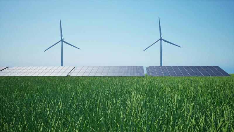 Wind turbines and solar panels working together at Brazil's first hybrid renewable energy facility