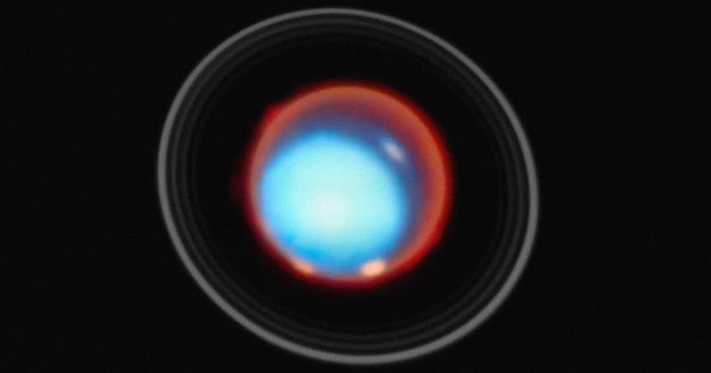 James Webb Space Telescope infrared image showing Uranus with glowing auroras in its atmosphere