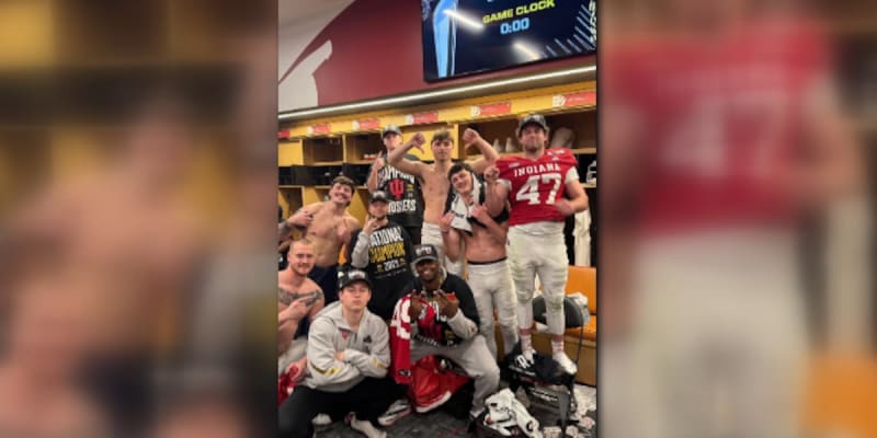 Mark Langston in Indiana Hoosiers uniform celebrating national championship victory on field